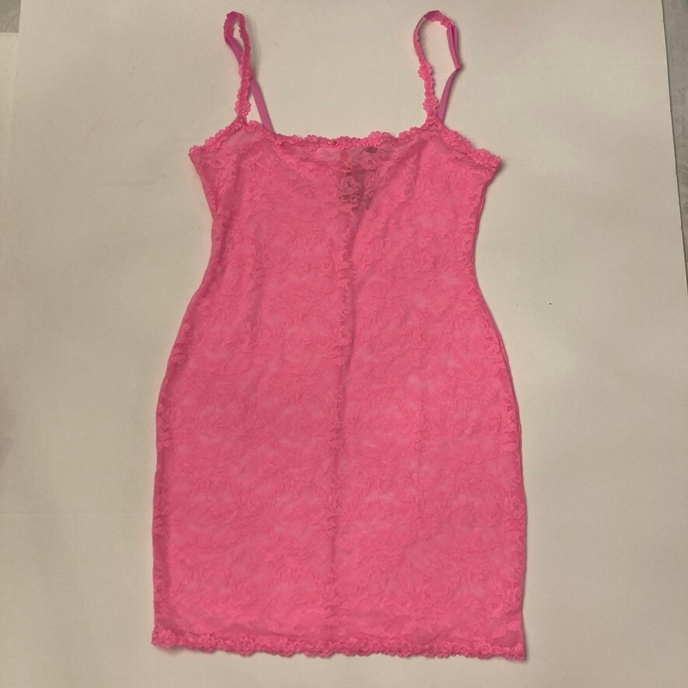 SKIMS Neon Pink Lace Chemise Slip